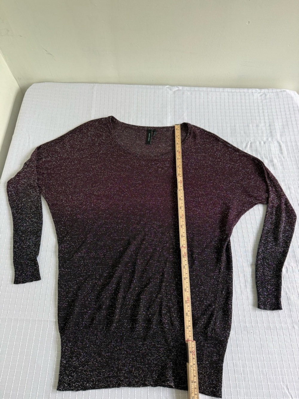 Marciano Metallic Knit Sweater in Plum and Silver